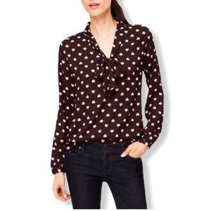 LOFT Tie Front Heart Print Blouse